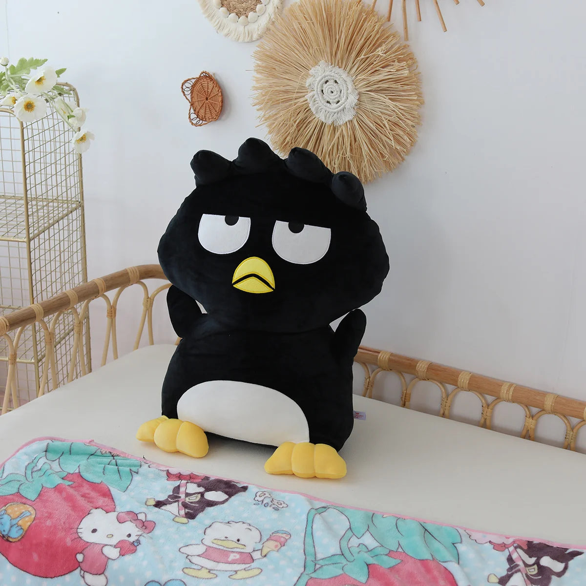 Soft Cuddly Bad Badtz Maru Plush Toy Kawaii Stuffed Animal Black Penguin Plushies Throw Pillow Japanese Style Doll Xmas Gifts