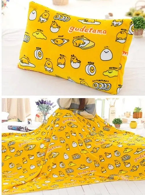 Queen Size Egg Yolk Plush Blanket Anime Peripheral Flannel Quilt Kawaii Home Decor Soft Nap Quilt Sofa Cushion Gift for Girl