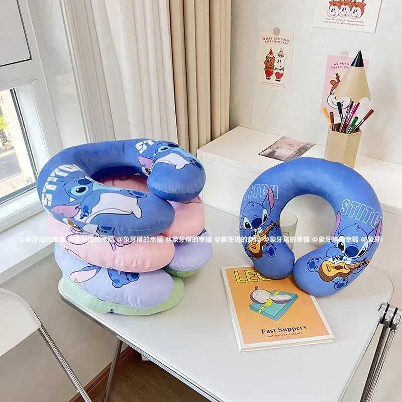 Disney Lilo & Stitch U-shaped Neck Pillow Stitch Angel Comfortable Cartoon Printed Travel Nap Pillow Airplane Office Washable