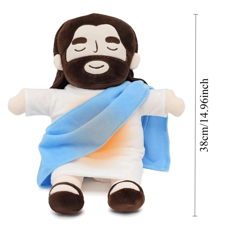 New Baby Soothing Breathing Jesus Plush Toy Jesus Doll Four-gear Adjustment Children Music Sleep Companion Christmas Toy Gifts