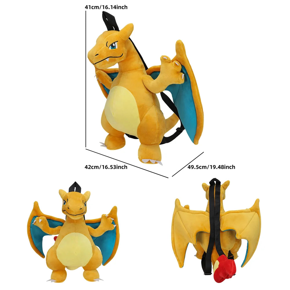 New Pokemon Pikachu Snorlax Eevee Mimikyu Mew Gengar Charizard Piplup Slowking Plush Backpack Toy for Boys Girls Doll Gift