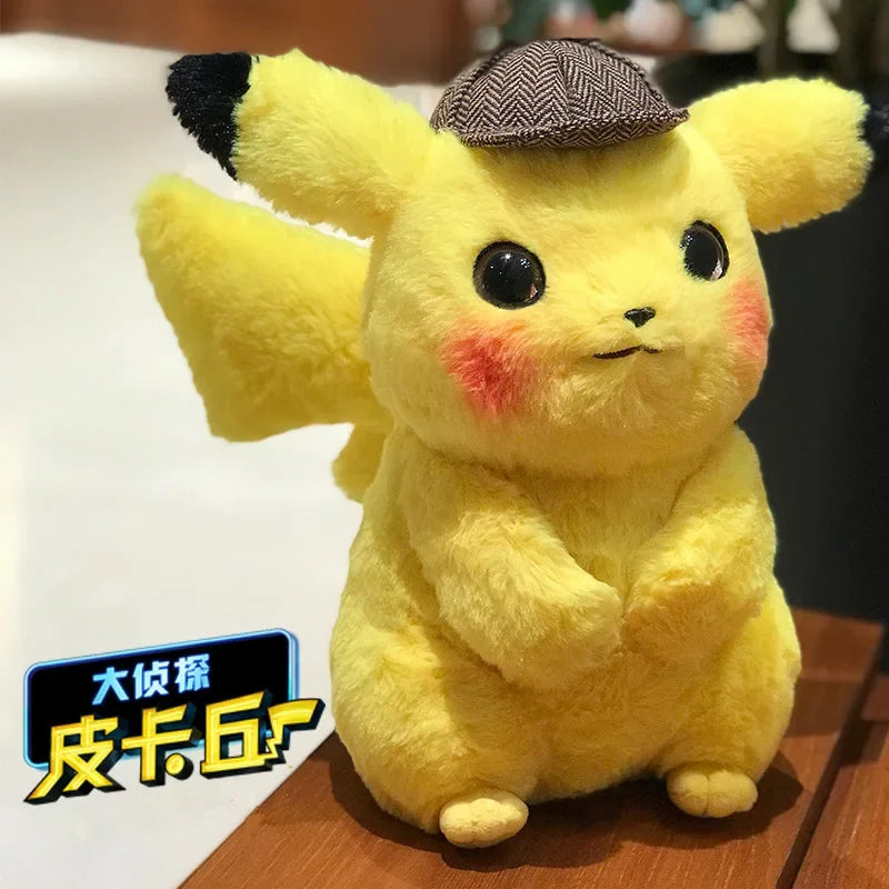 28CM Pokemon Plush Toy Detective Pikachu Plush Cute Dolls Movie Anime Stuffed Cartoon Kawaii Pokémon Girl Birthday Toy Gift