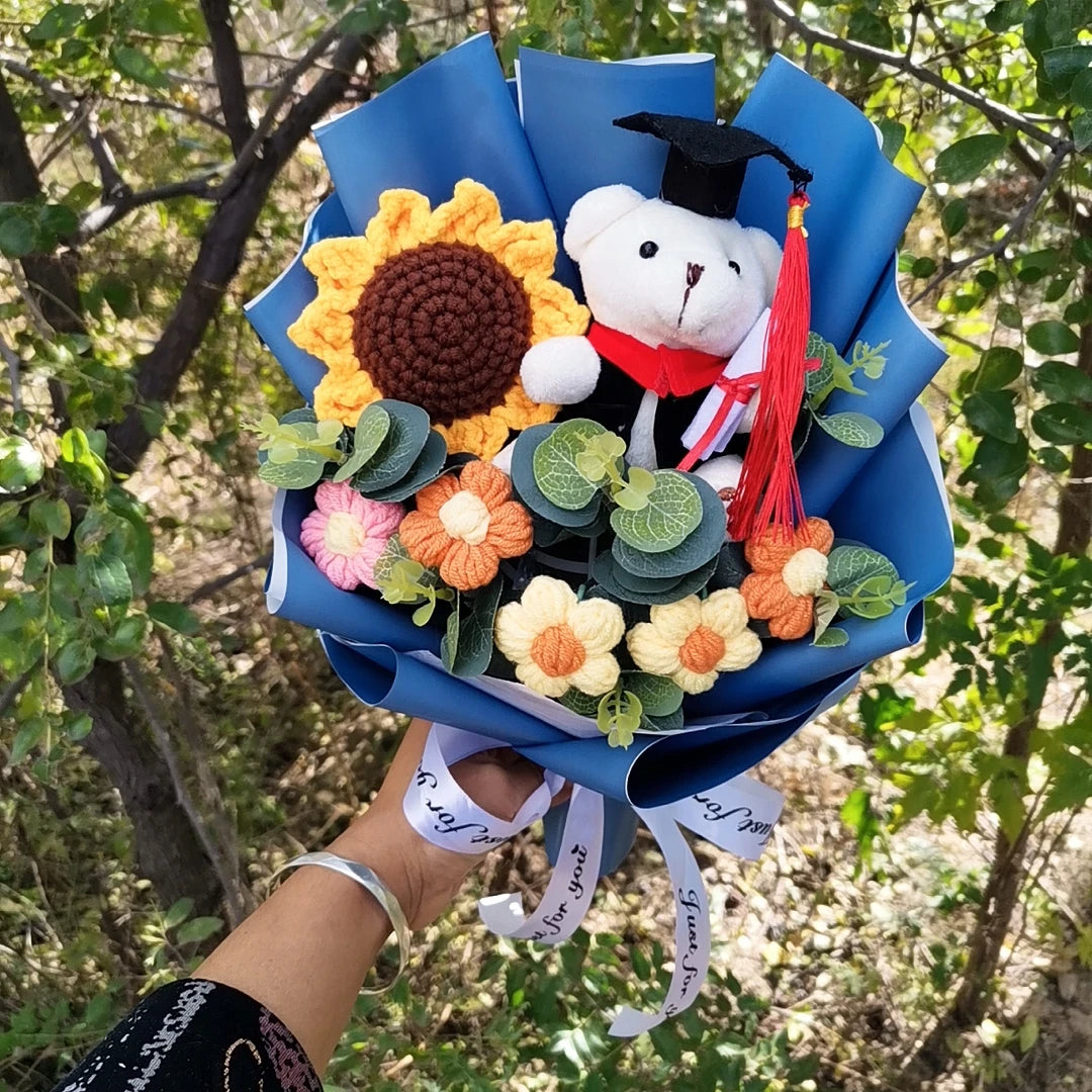 Cute Teddy Bear Plush Graduation Flower Bouquet Stuffed Toy Animal Cartoon Creative Birthday Valentine's Day Christmas Gifts