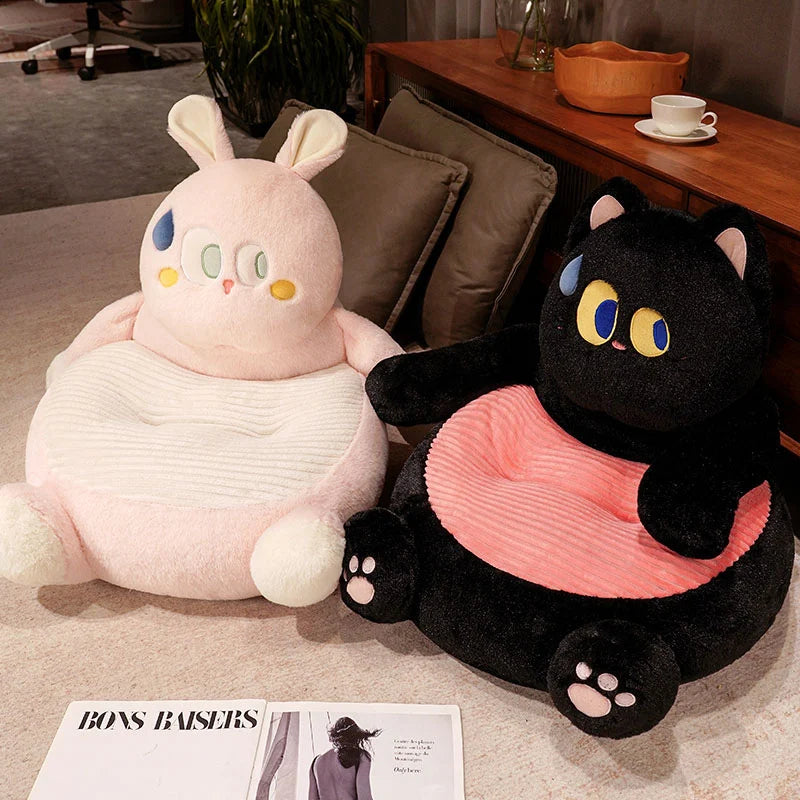 Cartoon Lovely 45cm Big Eyes Cats Rabbit Dog Kids Sofa Chair Plush Toys Seat Baby Nest Sleeping Bed Adult Pillow Stuffed Cushion