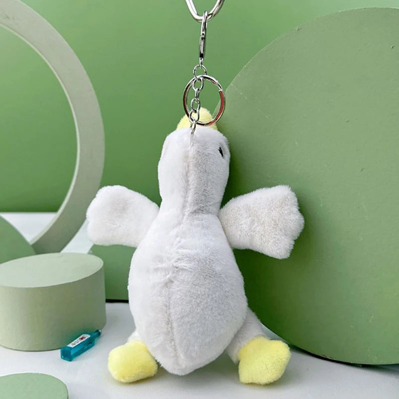 Stuffed Goose Keychain Cute Lie Down Goose Plush Keychain Adorable Stuffed Doll Ornament For Backpack Couple Key Ring Charm