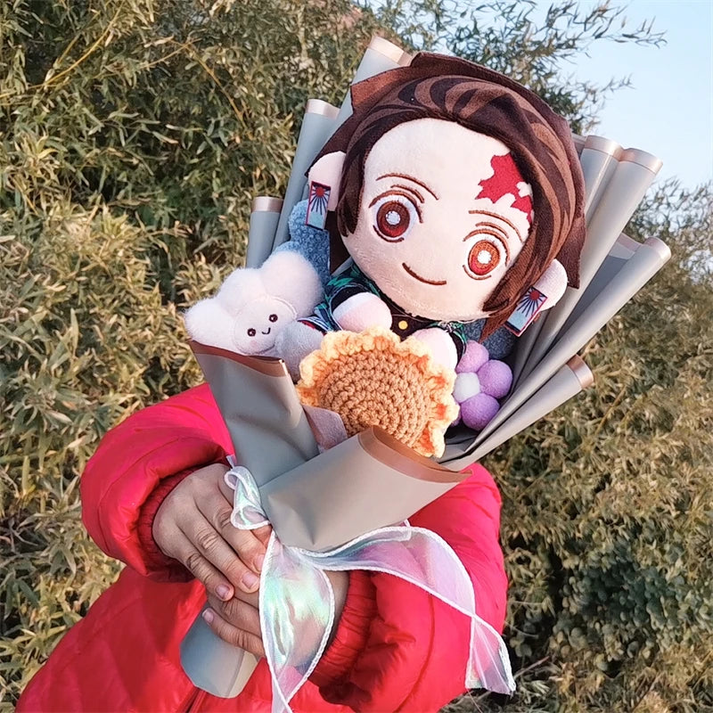 New Anime Ghost Slayer Plush Bouquet Blade Plush Doll Tanjiro Nezuko Game Peripheral Birthday Valentine's Day Graduation Gift