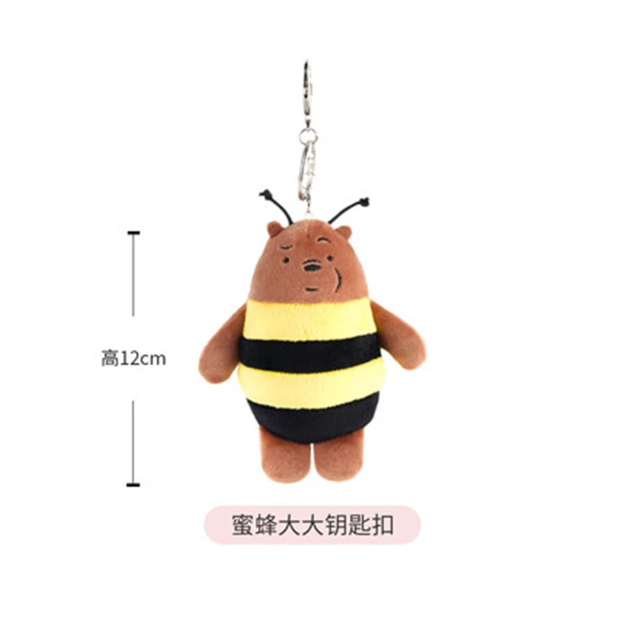 12cm We Bare Bears Anime Plush Keychain Toys Pendant Grizzly Panda Ice Bear Key Ring Stuffed Dolls Plushies Gifts