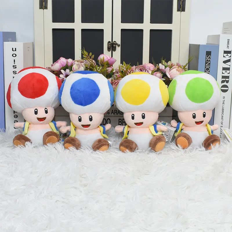 Yellow Blue Red Green Toad Toadette Mushroom Mario Bros Plush Toys  Stuffed Doll Soft Toys Birthday Gift For Kids