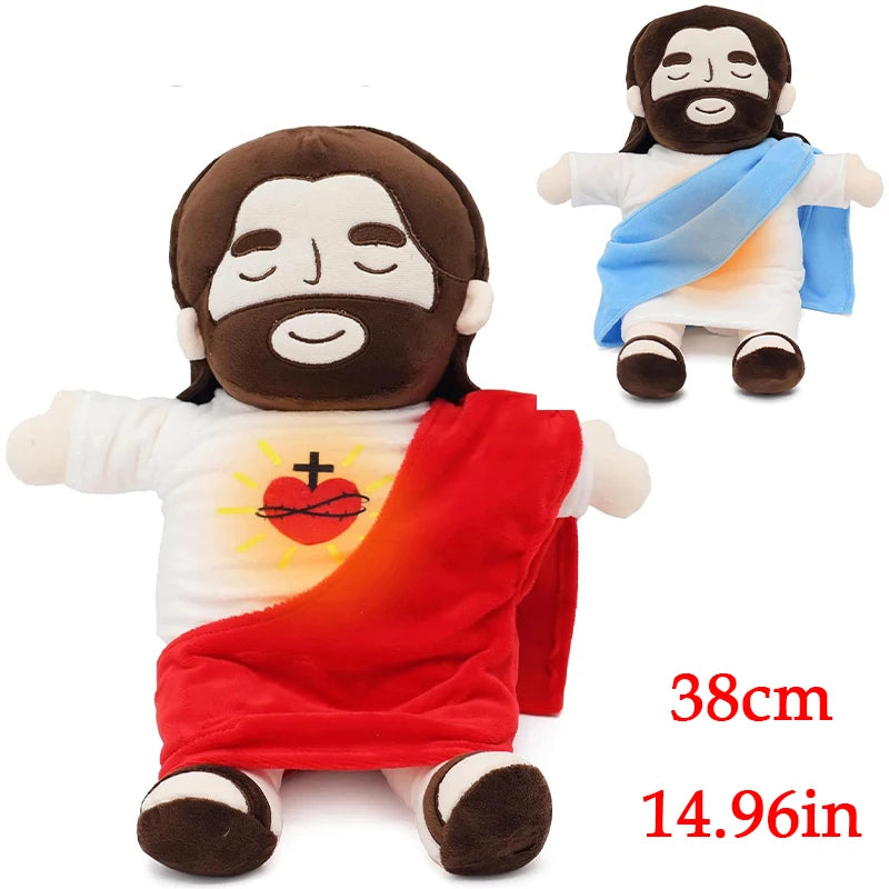 38CM Breathing Jesus Plush Toy Baby Soothing Jesus Doll Four-gear Adjustment Children Music Sleep Companion Christmas Toy Gifts