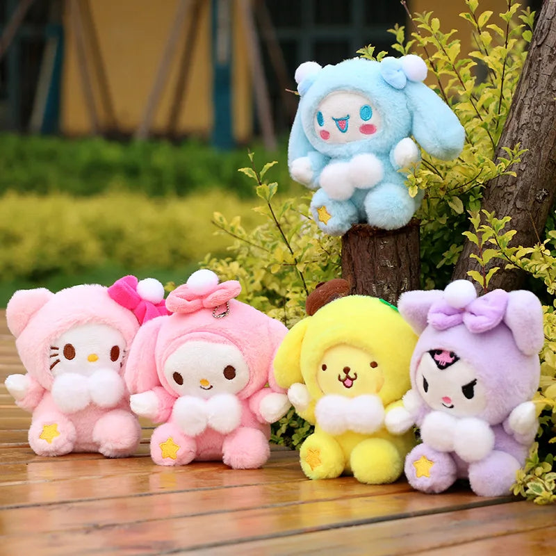 Wholesale 14Cm Plushies Sanrio Keychain Accessories Hello Kitty Plush Toys My Melody Kuromi Keyring Cinnamoroll Backpack Pendant