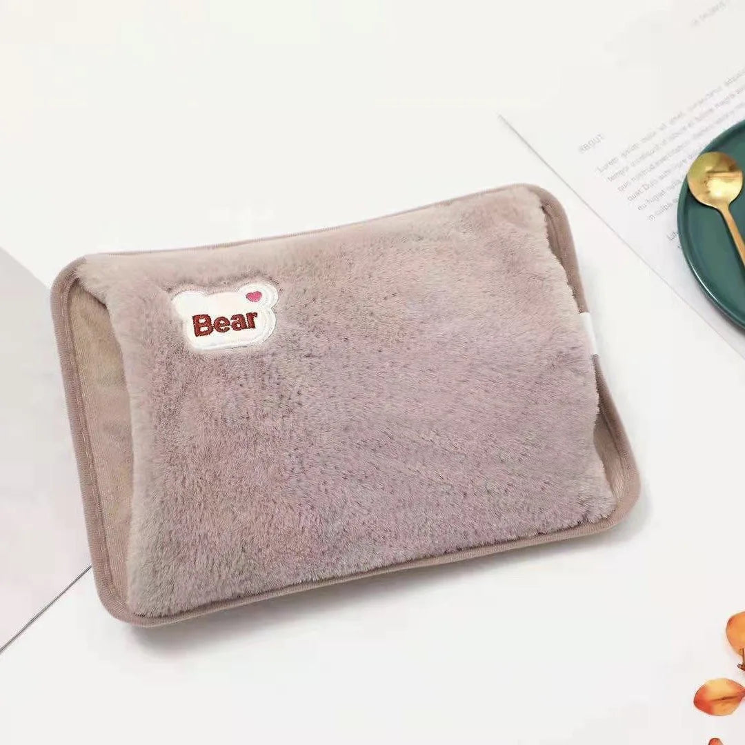 Electric Hot Water Bag Reusable Plush Hot Water Bottle EU Plug Charging Heating Water Bags Winter Warm Hand Pocket