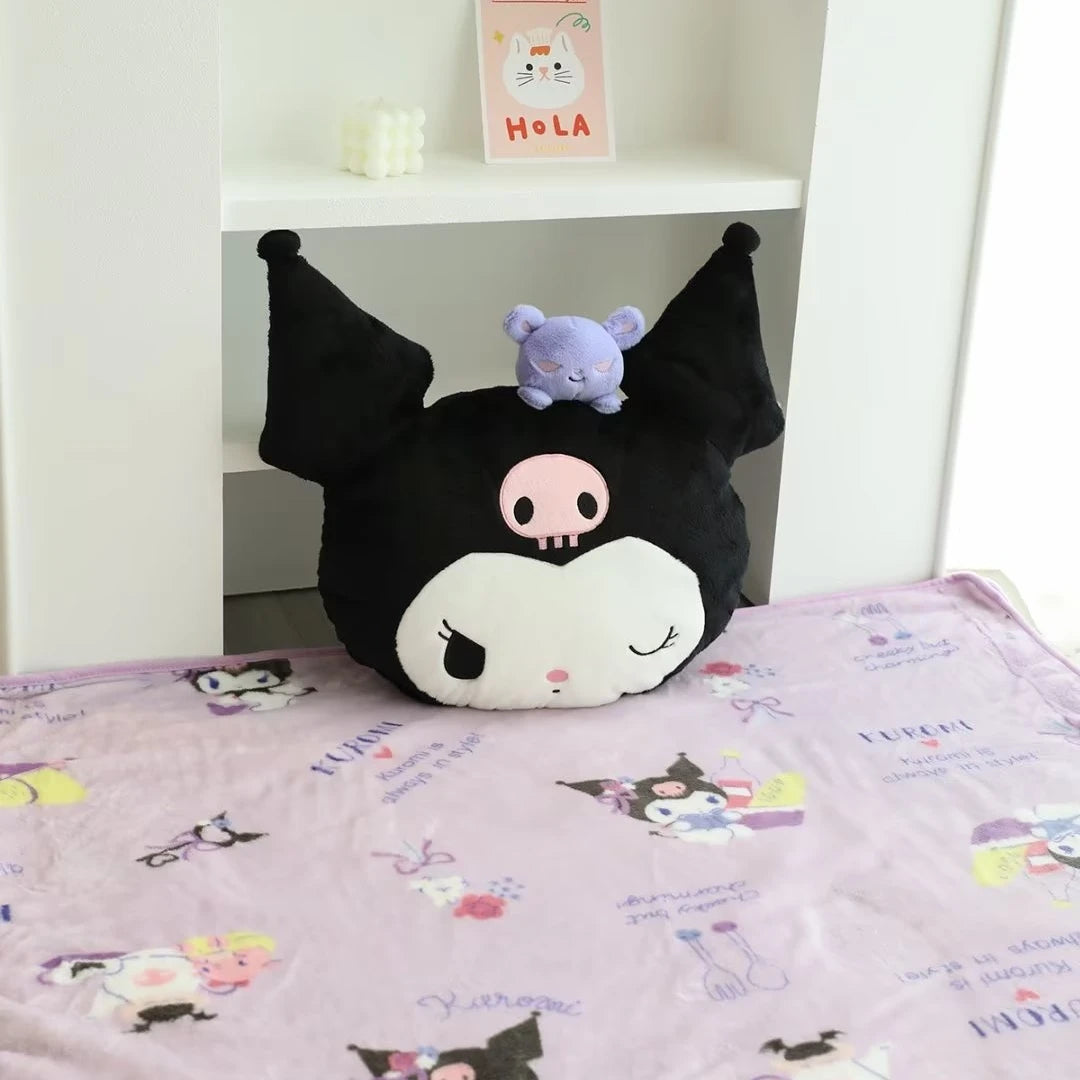 Cute Kuromi My Melody Cinnamoroll Pochacco Plush Toy Stuffed Cartoon Anime Soft Comfortable Hug Plushies Throw Pillow Blanket