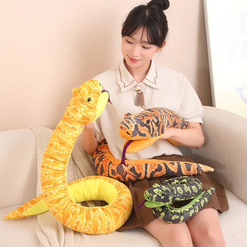 90cm-170cm Simulated Python Plush Lovely Animal Hand Puppet Toys Stuffed Snake Dolls Home Decor Birthday Xmas Exquisite Gifts