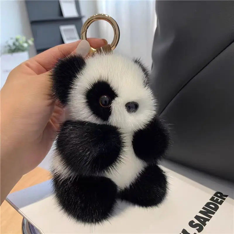 Cute Chinese Giant Panda Creative Car Plush Doll Keychain Children's School Bag Pendant Anime Peripheral Couple Holiday Gift