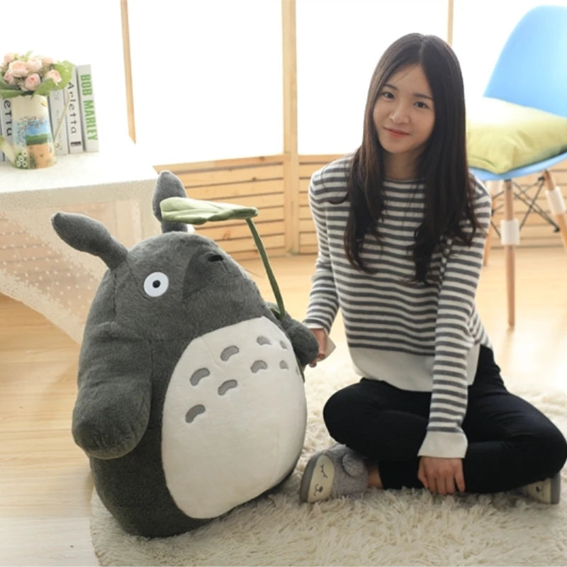 Cartoon Laugh Heartily Totoro Plush Toy Stuffed Movie Anime Totoro Lotus Leaf Plushies Lovely Pillow Japanese Style Doll Gifts