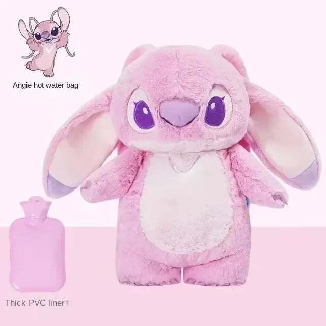 Stitch Angel Lotso Plush Hand Warm Bottle Hot Water Bottles Kawaii Soft Winter Portable Warm Hand Bag Anime Toys Christmas Gift