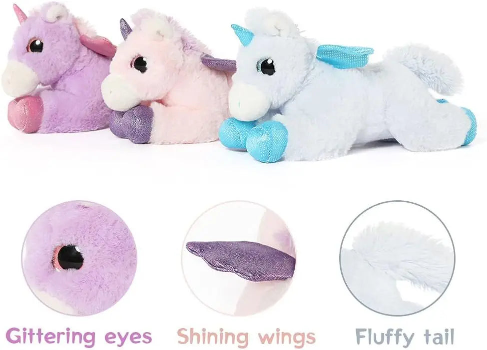 Unicorn Stuffed Animals 3 Piece Cute Unicorn Plush Toys Soft Gift for Kids Girlfriend,11.4inch