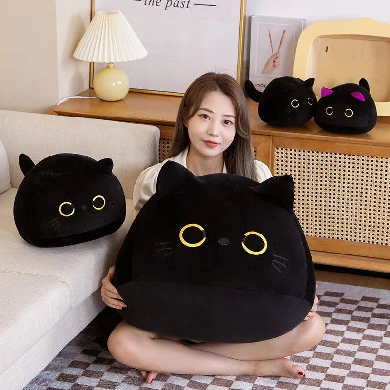 1pc Cute Fat Black Cat pendant Plush Toy Soft Lovely Anime Pillow Cartoon Animal Stuffed Doll Girls Valentine Day Gift Ornaments