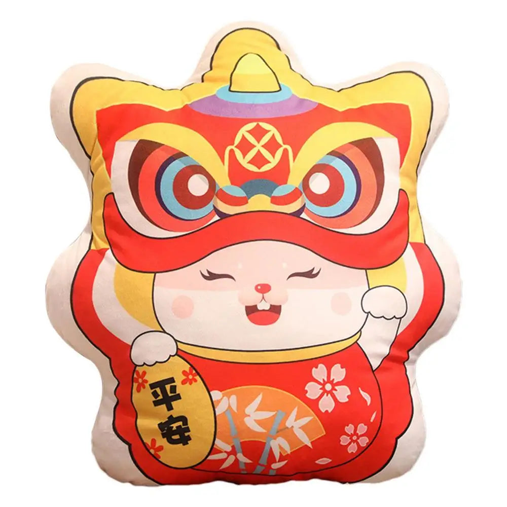 Zodiac Rabbit Pillow Chinese New Year Bunny Doll Stuffed Animal Pillow Mascot Rabbit Pillow Cute Bunny Mascot Toy Rabbit Doll