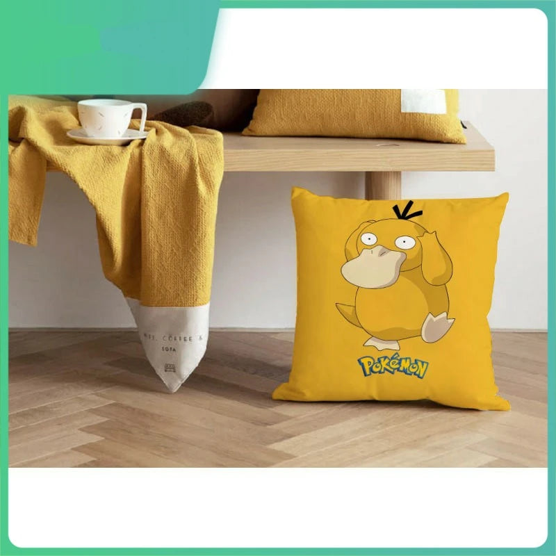 45X45CM Pokémon Pikachu Eevee Anime Short Plush Cute Cartoon Pillowcase Home Sofa Office Cushion Pillow Cushion Cover Wholesale