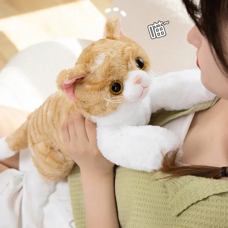 Realistic Cute Lying Cat Doll Plush Toy Soft Stuffed Animal simulation Pet Kitten Pillow Home Decor for Girls Kids Birthday Gift