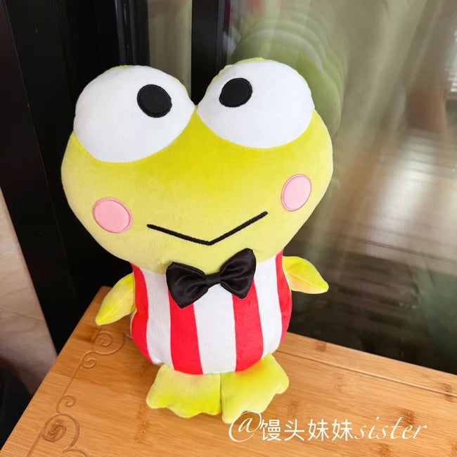 Sanrio Kero Kero Keroppi Plush Toy Lovely Gentleman Big Eyed Frog Plushies Cuddly Pillow Kero Kero Keroppi Stuffed Doll Kid Gift