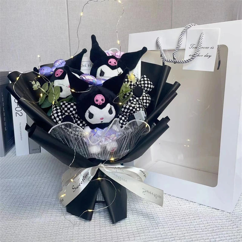 Cartoon Bouquet Kuromi My Melody Cinnamoroll Kt Cat Animation Plush Doll Toy Gift Box Valentine's Day Christmas Birthday Gifts