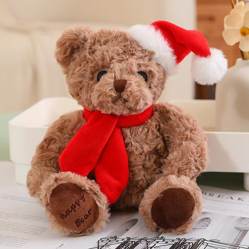 1pc 20cm Christmas Teddy Bear Dressing Up Soft Stuffed Animals Bear Plush Toys Doll For Kids Girlfriends Birthday Elegant Gift