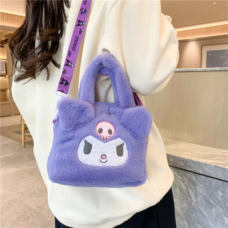 Sanrio Bag Kawaii Kuromi Cinnamoroll My Melody Cartoon Anime Plush Handbag Cosmetic Bag Travel Storage Bag Women Girl Gifts