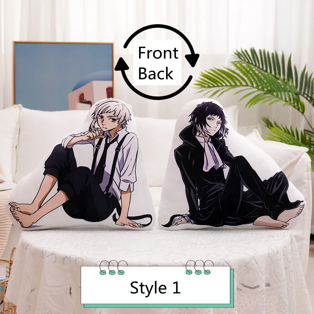 45cm Cute Bungo Stray Dogs Plush Toy Cute Anime Back Cushion Akutagawa Dazai Chuuya Bare Feet Plushies Hug Pillow Birthday Gift