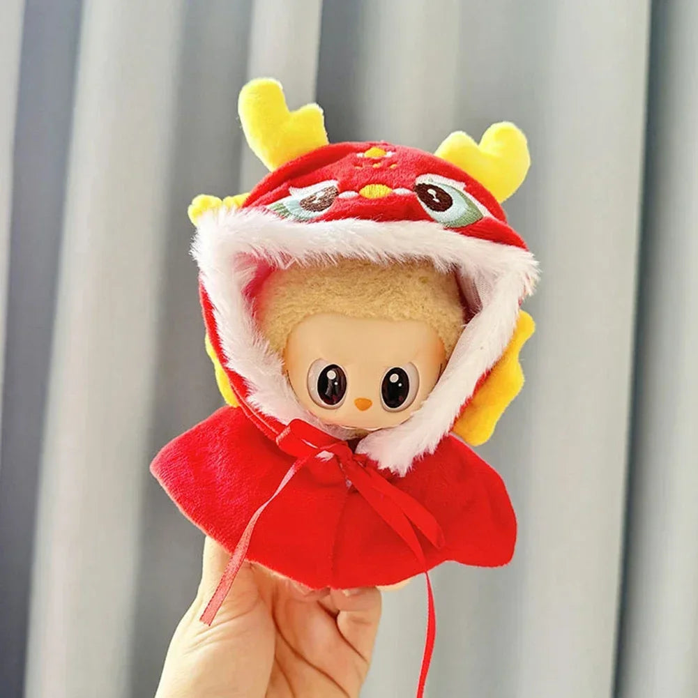 For Coca Cola Series 15-17cm labubu Baby clothes Labubu outfit Christmas festival antique red New Year's clothing Cloak