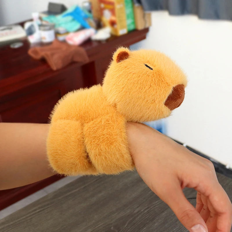 Four Colors Capybara Animal Slap Snap Wrap Wristband Bracelet Plush Stuffed Animal Kawaii Capybara Hand Ring Toys Wristband