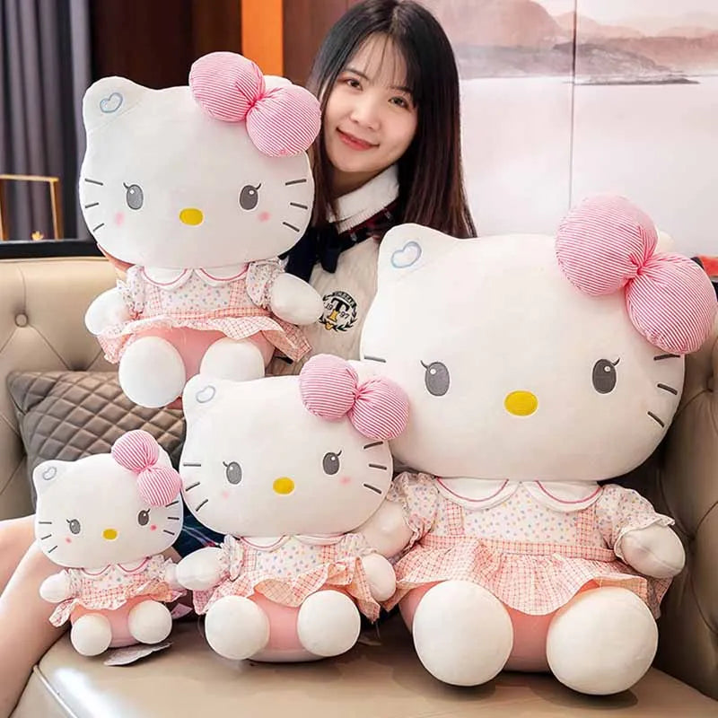 20/40cm Sanrio Cute Plushies Hello Kitty Cat Dolls Pink Soft Stuffed Animal Pillow KT Cat Plush Toy Girl Birthday Gift