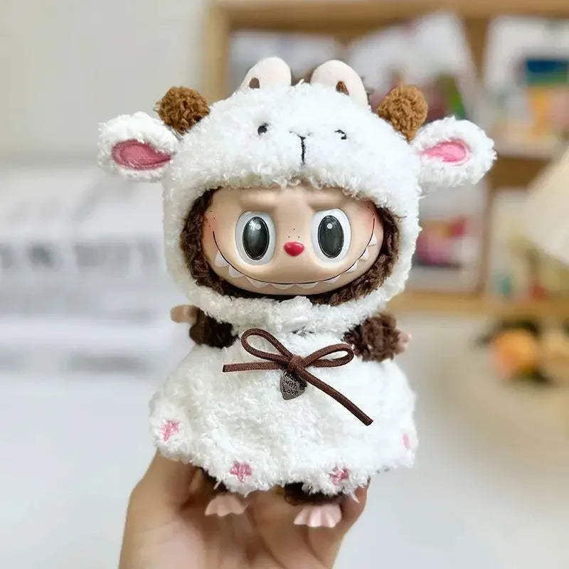 clothes only for 17cm labubu Clothing Accessories Doll Little Sheep Overalls set