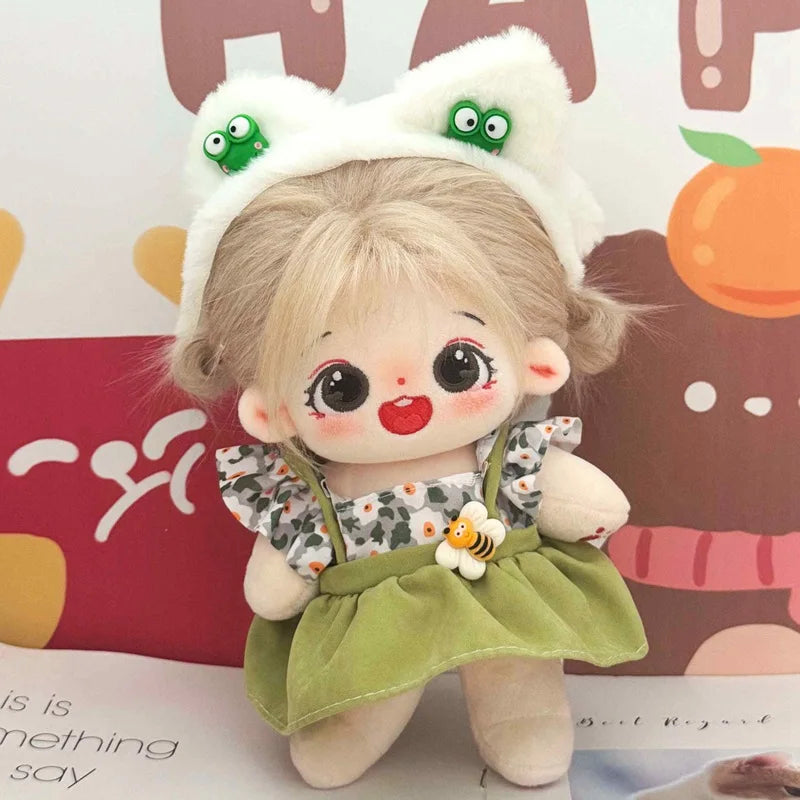 20cm Cute Plush Cotton Idol Doll With Clothes Stuffed Super Star Figure Dolls No Attribute Fat Body Doll Can Change Clothes Gift