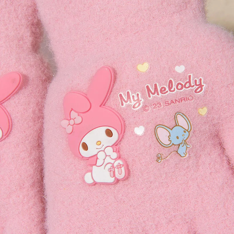 Kawaii Sanrio Kuromi Plush Glove Cartoon Plushies My Melody Winter Finger Gloves Cold-Proof Gloves Touch Warm Girl Kis Warm Gift