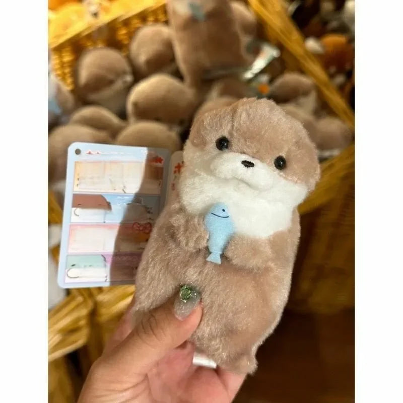 New 11cm Otter Doll Cute Little Otter Little Animal Plush Toy Cute Internet Red Wind Mini Doll Table Decoration Christmas Gift