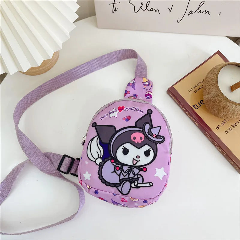 Sanrio Bag Cinnamoroll Bag Cartoon Shoulder Handbag Kuromi Kawaii Hello Kitty Chest Bags Kid Travel Backpack Crossbody Girl Gift