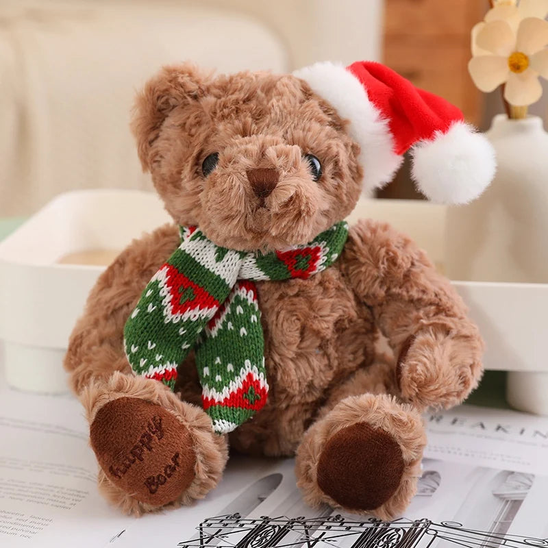 1pc 20cm Christmas Teddy Bear Dressing Up Soft Stuffed Animals Bear Plush Toys Doll For Kids Girlfriends Birthday Elegant Gift