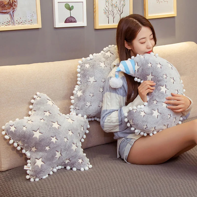 INS Plush Sky Series Luminous Cloud Moon Star Pillow Soft Cushion Kawaii Stuffed Plush Toys For Children Baby Kids Toy Girl Gift