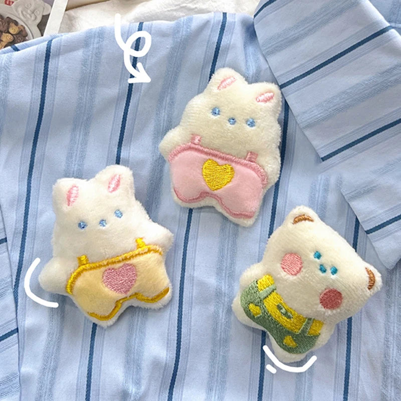 Cute Plush Doll Brooches Cartoon Bunny Bear Brooch Pin Clothing Backpack Decoration Jewelry Gifts For Girls Children