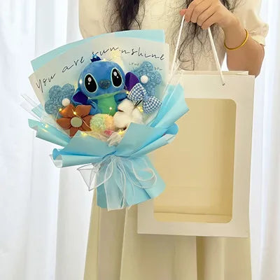 Anime Stitch Winnie Plush Bouquet Stuffed Super Soft Kids Doll Home Decoration Christmas Birthday Valentine Halloween Gifts