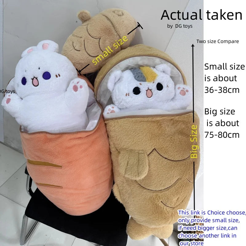 1pc 40/60/80cm Japan Taiyaki Cat Plush Toy Anime Figure Cat Hiding in Cushion Bag Ferry Bunny Carrot Animal Plushie Throw Pillow