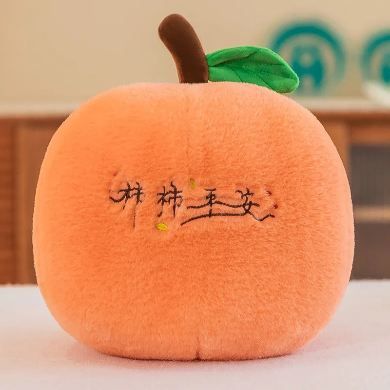 Kawaii Funny Halloween Soft Stuffed Plants Fruits Dolls Persimmon Mangosteen Apple Dolls Plush Food Toys Funny Gift For Kids