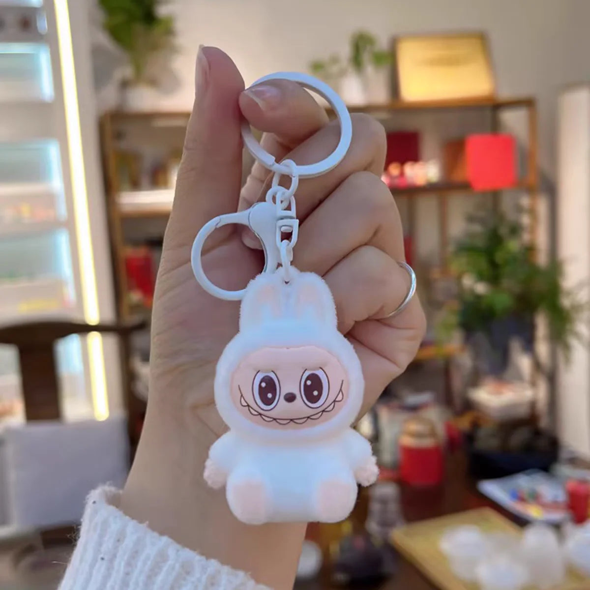 New Labubu Keychain Cartoon Labubu Backpack Pendant Decorative Car Keychain Model Doll School Bag Charm Cute Keyring Festivals