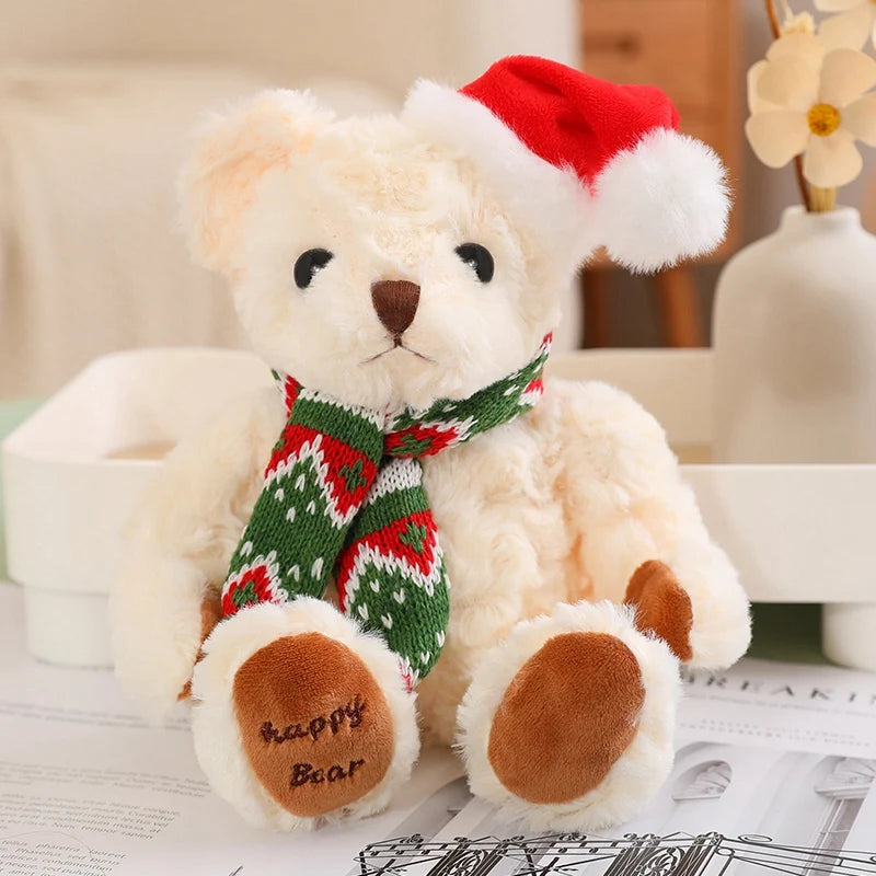 1pc 20cm Christmas Teddy Bear Dressing Up Soft Stuffed Animals Bear Plush Toys Doll For Kids Girlfriends Birthday Elegant Gift