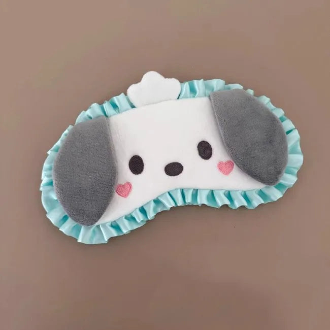 Sanrio Cartoon Blindfold Cute Plush Furbelow Eye Mask Cinnamoroll Kuromi Plush Sleep Blindfolds Apply Eye Protection Pillow