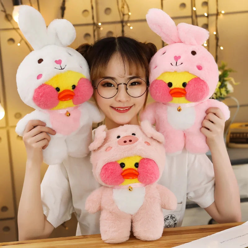 30cm Kawaii LaLafanfan Transformed Panda Yellow Duck Plush Stuffed Soothing Toys Soft Animal Dolls For Girl Kids Birthday Gifts