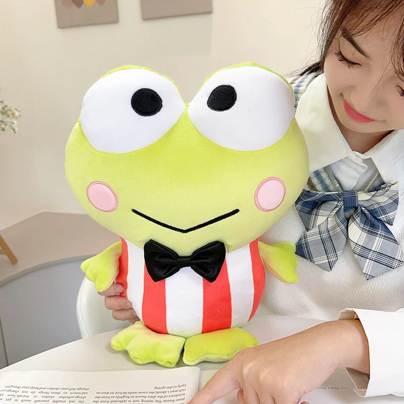 Sanrio Kero Kero Keroppi Plush Toy Lovely Gentleman Big Eyed Frog Plushies Cuddly Pillow Kero Kero Keroppi Stuffed Doll Kid Gift