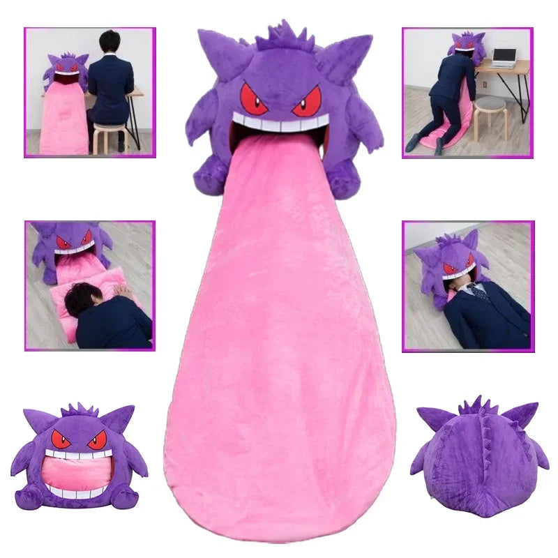 Pokemon Gengar Big Size Plushies Anime Peripheral Sleep Pillow Dual Purpose Nap Blanket Stuffed Plush Toy 130cm Tongue